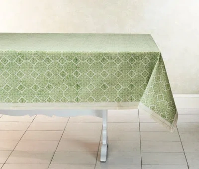 Sustainable Threads Hand Block Printed Tablecloth In Green