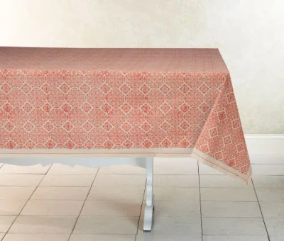 Sustainable Threads Hand Block Printed Tablecloth In Orange