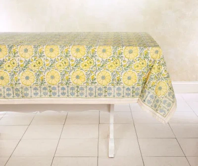 Sustainable Threads Hand Block Printed Tablecloth In Orange