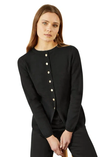 Yumi Chic Peplum Button Up Cardigan In Black