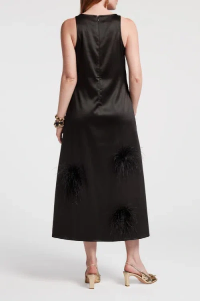 Frances Valentine Francesca Feather Maxi Dress In Black In Black