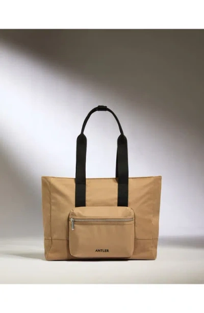 Antler Icon Tote Bag In Sand In White