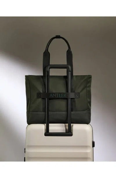 Antler Icon Tote Bag In Dark Khaki Green In Red