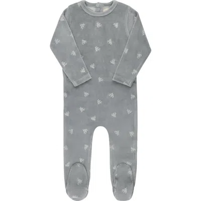 Ely's & Co. Velour Leaf Pattern Collection In Gray