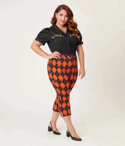 Smak Parlour Plus Size Embriodered Puff Sleeve Top In Black