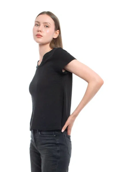 Wilt Clothing V-neck Short Sleeve Baby Tee In Black