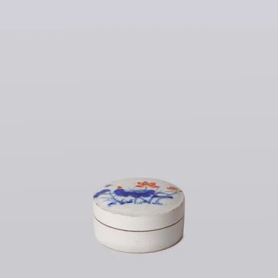 Cobalt Guild Blue And White Porcelain Lotus Bloom Ink Box In Multi