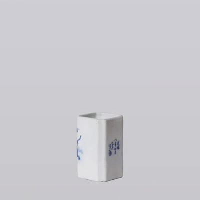 Cobalt Guild 1920s Blue And White Porcelain Tiger Square Vase In Blue