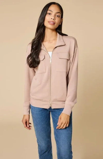 Softies Dreamtech Double Zip Bomber Jacket In Brown