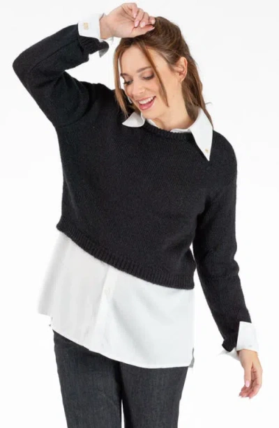 Cache Coeur Gaspard Pregnancy Crop Top Sweater In Black