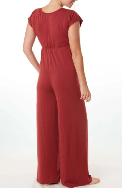 Cache Coeur Maternity Origin Surplice Jumpsuit In Red