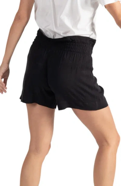 Cache Coeur Nubie Smocked Twill Maternity Shorts In Black