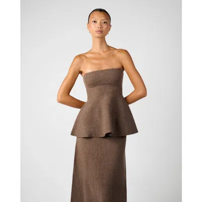 Weworewhat Strapless Peplum Top In Brown