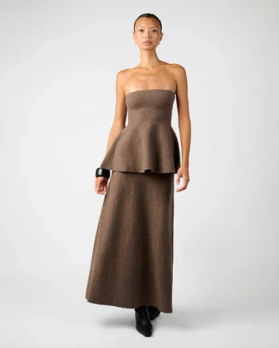 Weworewhat Strapless Peplum Top In Brown