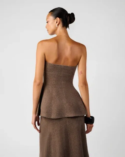 Weworewhat Strapless Peplum Top In Brown
