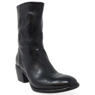 Madison Maison Ah26a Leather Mid Calf Boot In Black