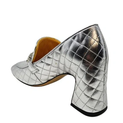 Madison Maison Leather Quilted Heel Loafer In Silver
