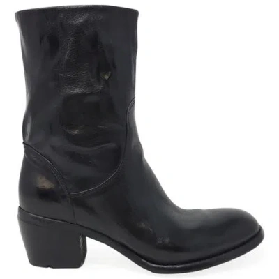 Madison Maison Ah26a Leather Mid Calf Boot In Black