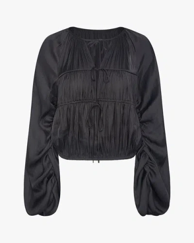 Weworewhat Cocoon Sleeve Front Tie Top In Black