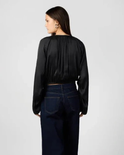Weworewhat Cocoon Sleeve Front Tie Top In Black