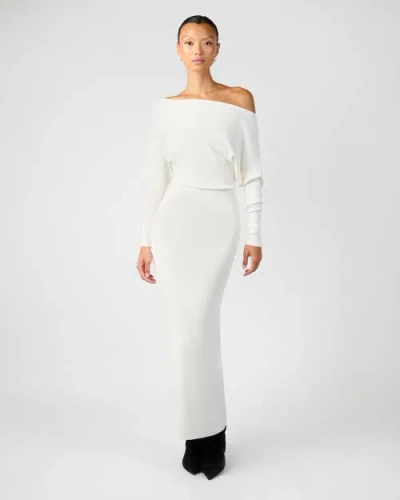 Weworewhat Off Shoulder Sweater Midi Dress In White