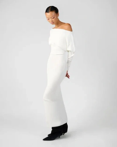 Weworewhat Off Shoulder Sweater Midi Dress In White