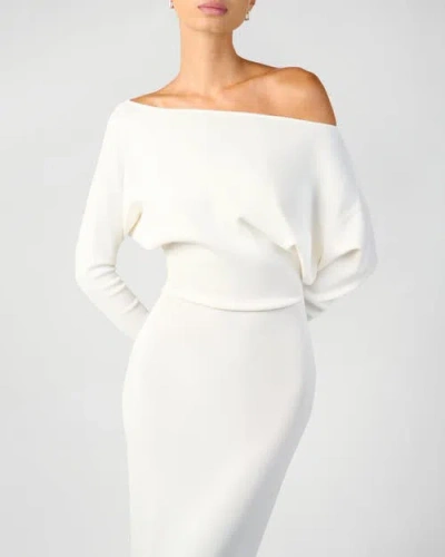 Weworewhat Off Shoulder Sweater Midi Dress In White