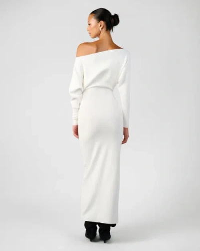 Weworewhat Off Shoulder Sweater Midi Dress In White