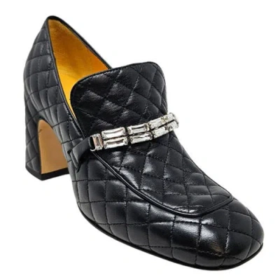Madison Maison Leather Quilted Heel Loafer In Black