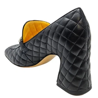 Madison Maison Leather Quilted Heel Loafer In Black