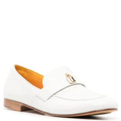 Madison Maison Leather Lock Flat Loafer In White