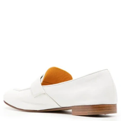 Madison Maison Leather Lock Flat Loafer In White
