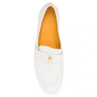 Madison Maison Leather Lock Flat Loafer In White