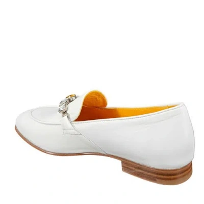 Madison Maison Leather Flat Jeweled Loafer In White