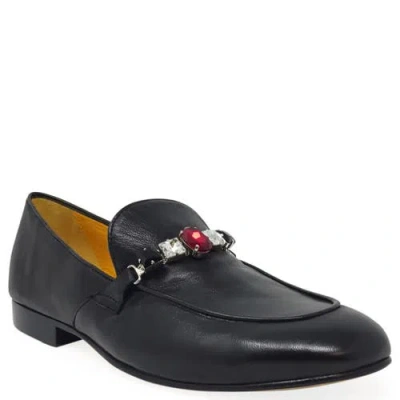Madison Maison Leather Flat Jeweled Loafer In Black