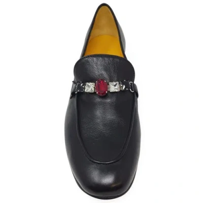 Madison Maison Leather Flat Jeweled Loafer In Black