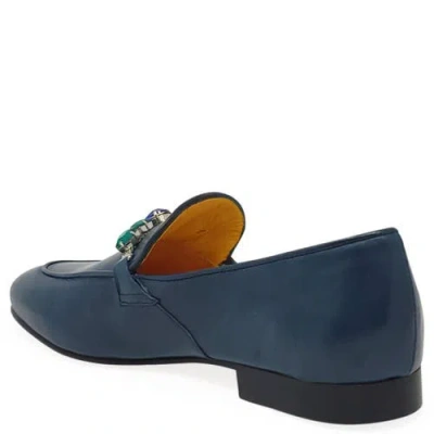Madison Maison Leather Flat Jeweled Loafer In Blue