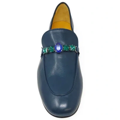 Madison Maison Leather Flat Jeweled Loafer In Blue