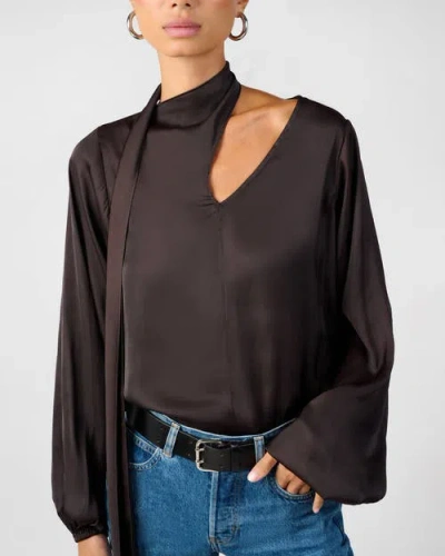 Weworewhat Wrap Neck Tie Top In Multi