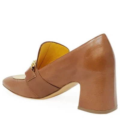 Madison Maison Leather Mid Heel Loafer With Chain In Multi