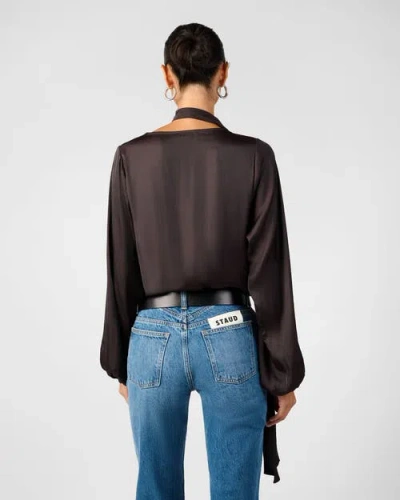 Weworewhat Wrap Neck Tie Top In Multi