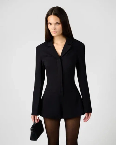 Weworewhat Cinched Waist Blazer Romper In Black