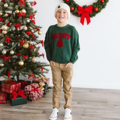 Sweet Wink Merry Patch Christmas Knit Sweater In Green