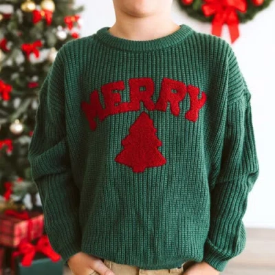 Sweet Wink Merry Patch Christmas Knit Sweater In Green