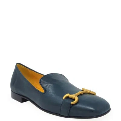 Madison Maison Silver Leather Square Toe Loafer In Blue
