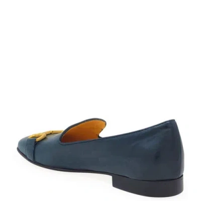 Madison Maison Silver Leather Square Toe Loafer In Blue