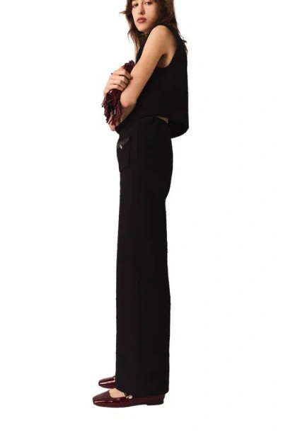 Maje Velvet Stripe Wide Leg Pants In Multi