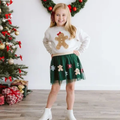 Sweet Wink Gingerbread Sequin Patch Christmas Sweatshirt In Brown