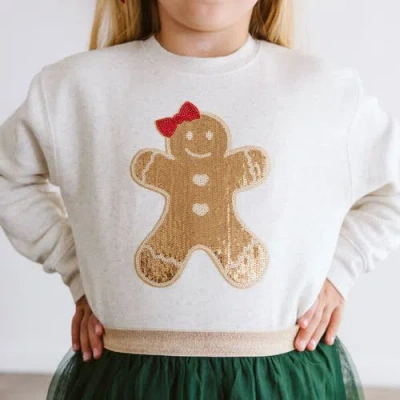 Sweet Wink Gingerbread Sequin Patch Christmas Sweatshirt In Brown