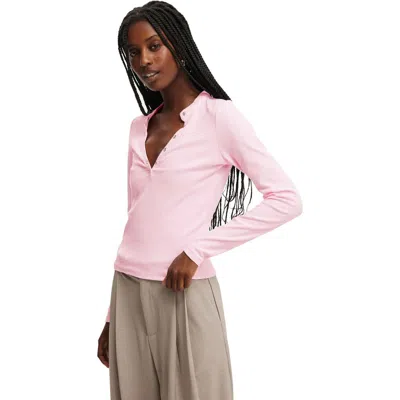 Cotton On Ryan Henley Long Sleeve In Pink